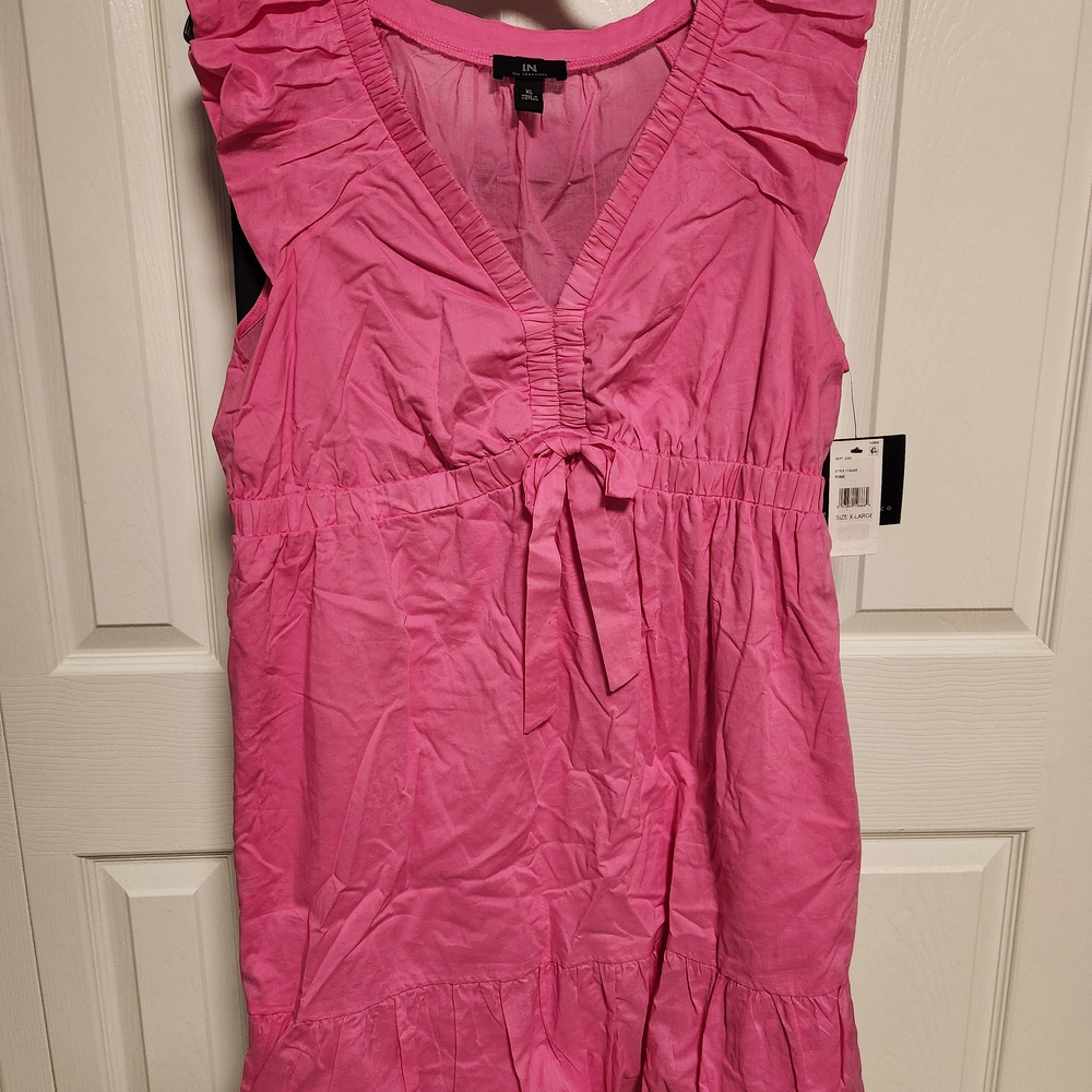 I.N. San Francisco Vibrant Pink Ruffle Mini Dress